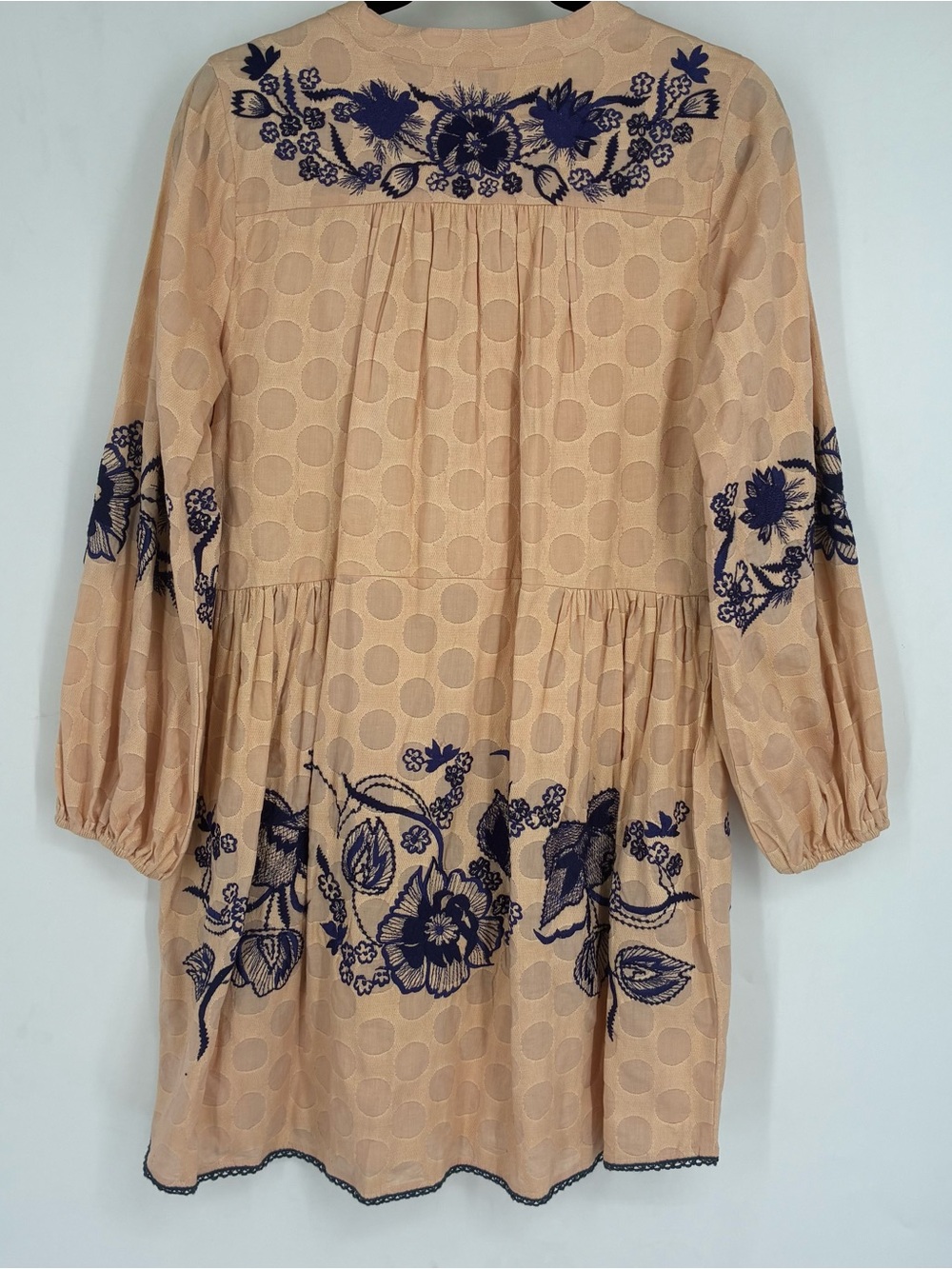 MISA Los Angeles Small Embroidered Floral Bohemian Dress Boho Cotton Polka Dot - Picture 5 of 7
